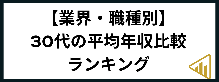 30代年収30代の業界職種別高収入ランキング